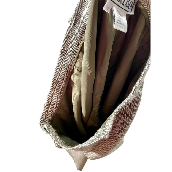 Vintage 90s Carlisle Wool Straight Leg Trouser Brown & Cream Harringbone Sz 18 - Picture 10 of 10